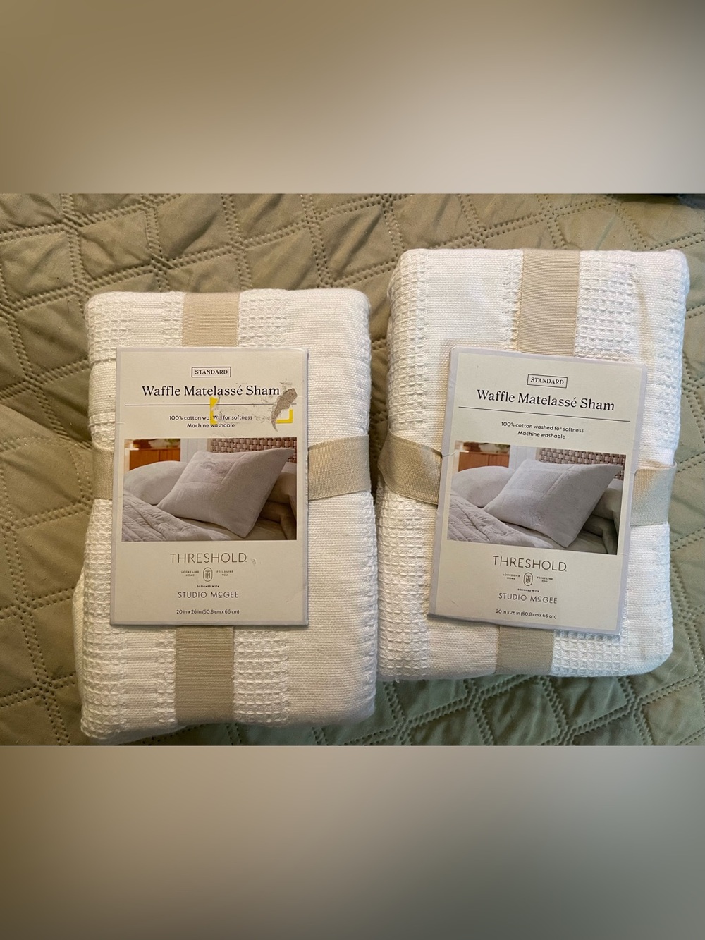 Threshold Studio McGee one pair standard Waffle Matelassé Shams- White
